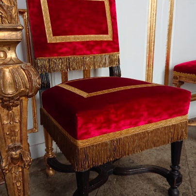 Velours - Chanée - Passementerie de chasuble de prêtre du XIX éme s.