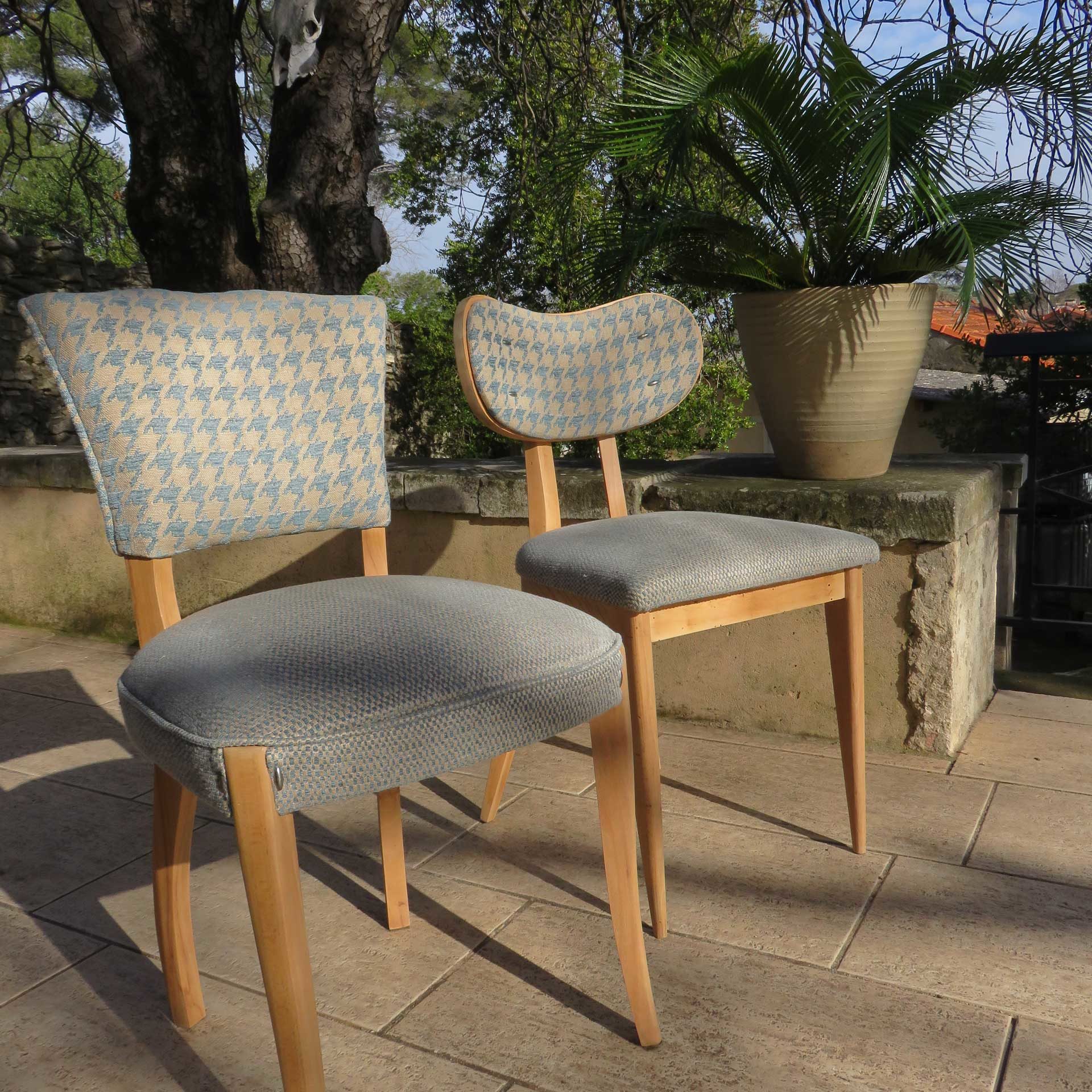 Chaises 50' . Tissus - Marly Mansart de Designers Guild -